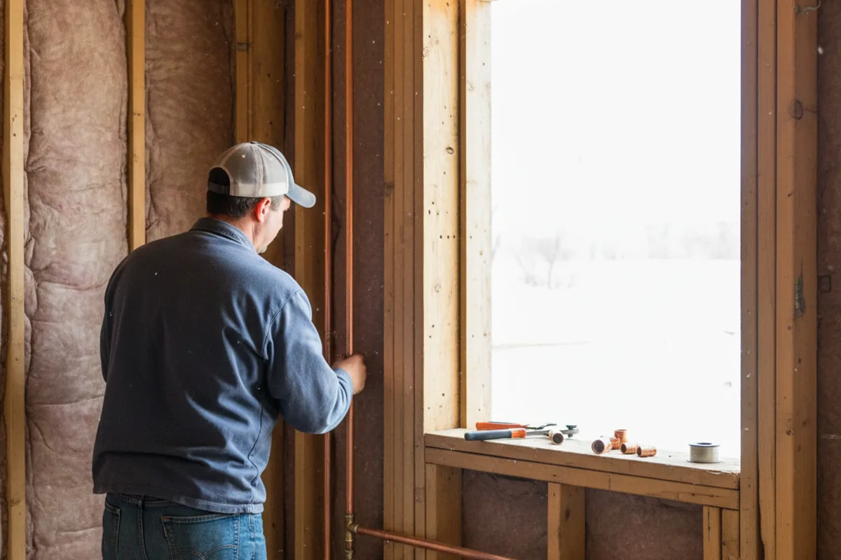 Licensed plumber running new copper supply lines in a Swanton home